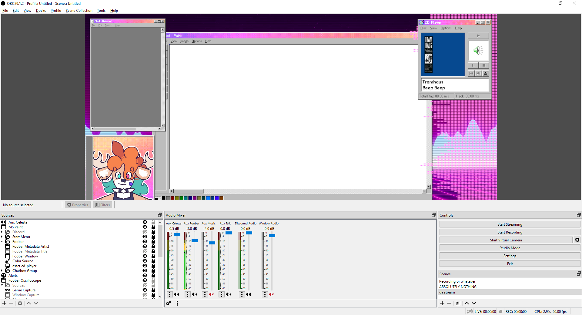 my old OBS layout, showing foobar2000 being integrated into it my old OBS layout, showing foobar2000 being integrated into it
